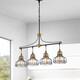 Black and Antique Gold 4-Light Linear Kitchen Island Lighting
