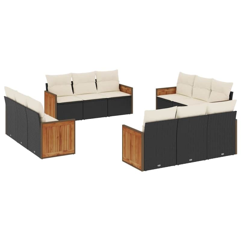 vidaXL Patio Sofa Set with Cushions Outdoor Conversation Furniture Poly Rattan