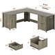 preview thumbnail 123 of 156, Farmhouse Executive L Shaped Desk Home Office Desk with Drawers and Storage Cabinet & Power Outlet