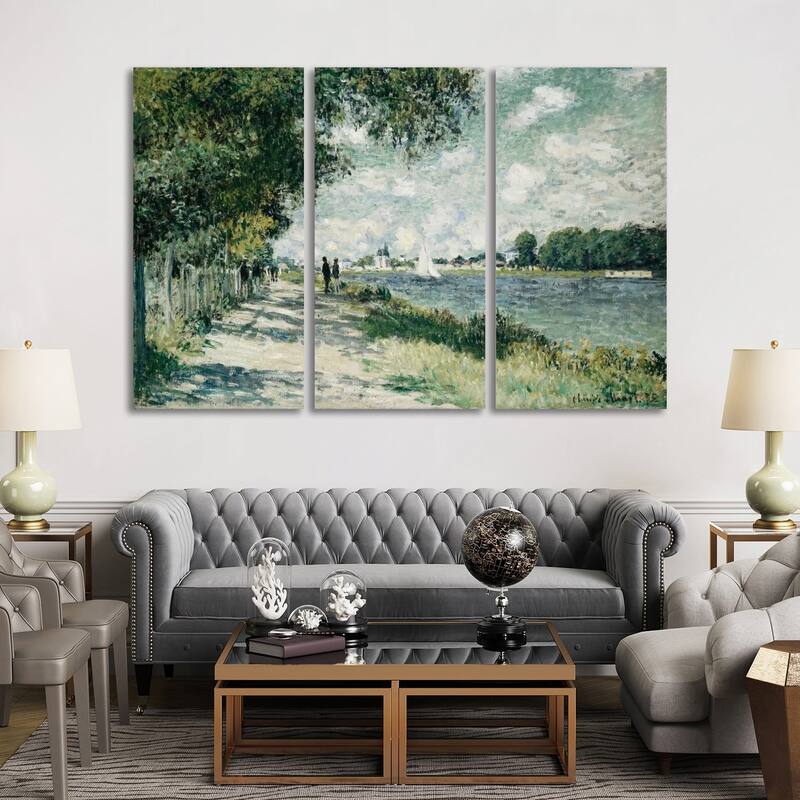 iCanvas "The Seine at Argenteuil, 1875 " by Claude Monet 3-Piece Canvas Wall Art Set
