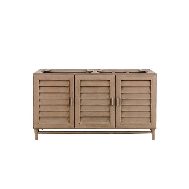 James Martin Vanities Portland 60" Double Vanity, Whitewashed Walnut - Whitewashed Cabinet Base Only - No Top
