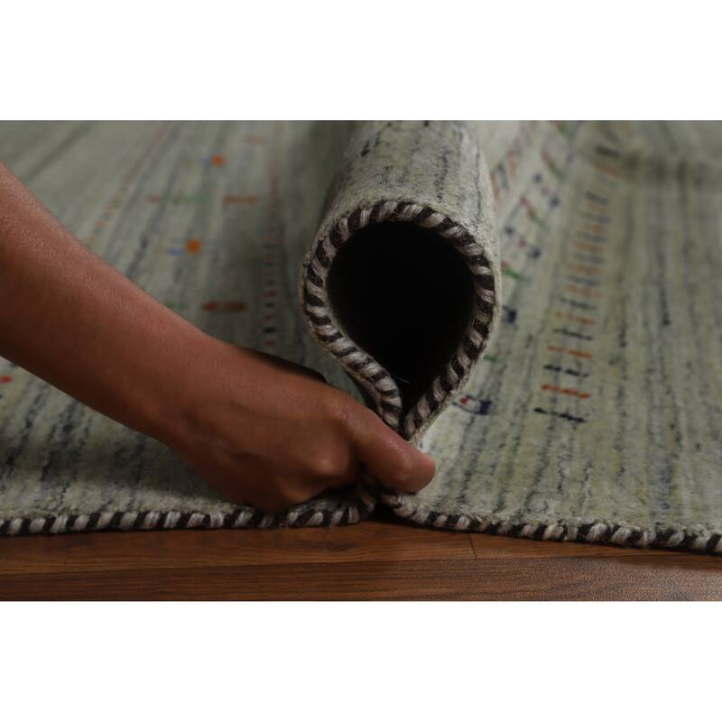 Hand Knotted Oriental 100% Wool Carpet Tribal Animal Pictorial Green Gabbeh Area Rug - 8' 1'' X 4' 11''