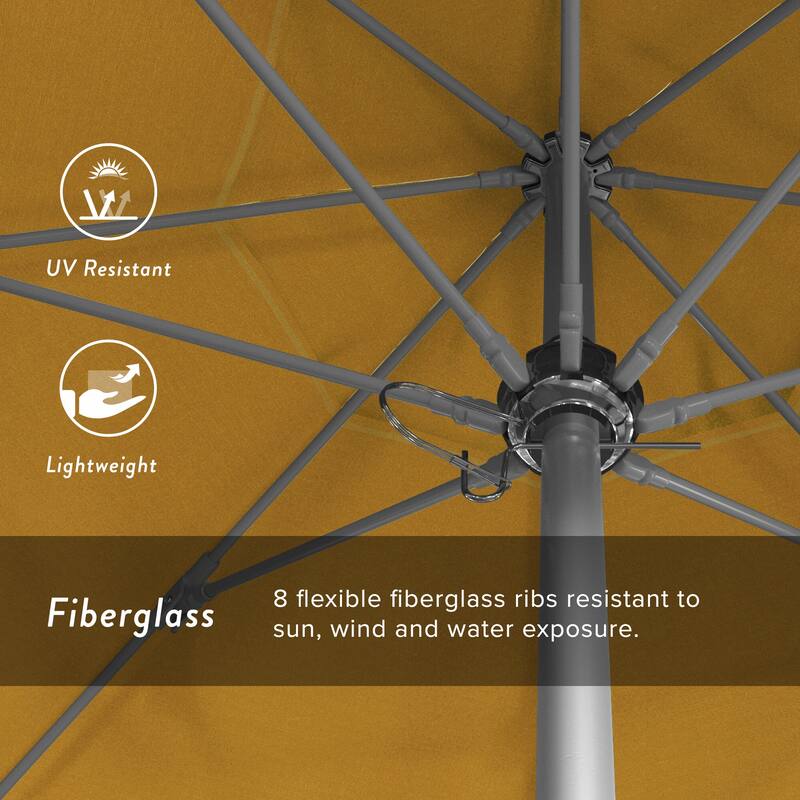 California Umbrella 7.5' Rd. Aluminum Frame, Fiberglass Rib Market Umbrella, Push Open,Anodized Silver Finish, Pacifica Fabric