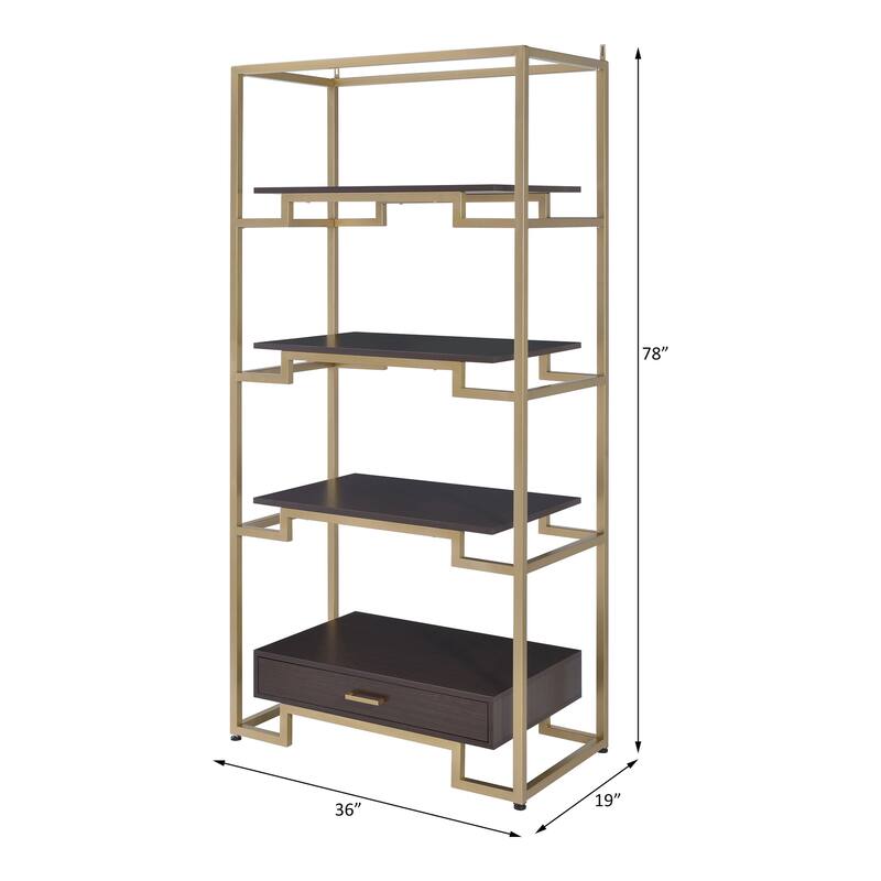 Yumia Clear Glass & Gold Finish Bookshelf