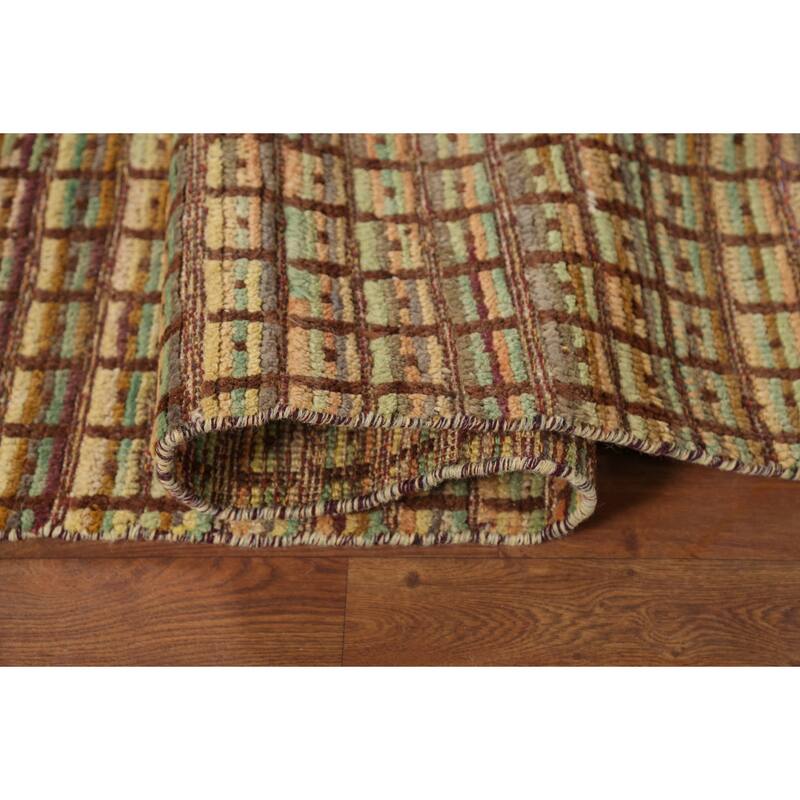 All-Over Checkered Moroccan Area Rug Hand-Knotted Wool Carpet - 8'0"x 10'3"