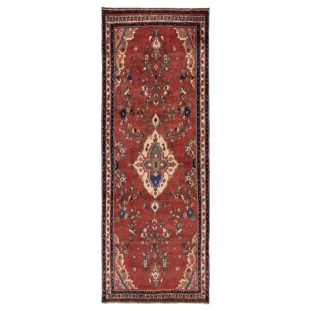 ECARPETGALLERY Hand-knotted Andelz Red Wool Rug - 3'5 x 9'5