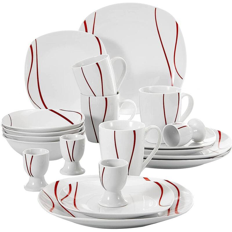 VEWEET 20-Piece White Porcelain Dinnerware Set (Service for 4)