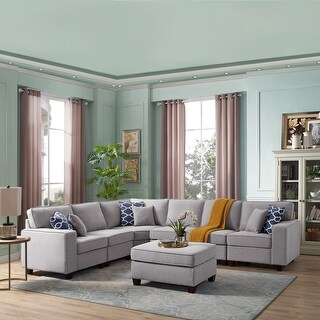 Shop Lilola Casanova 7pc Modular Sectional Sofa In Light Gray