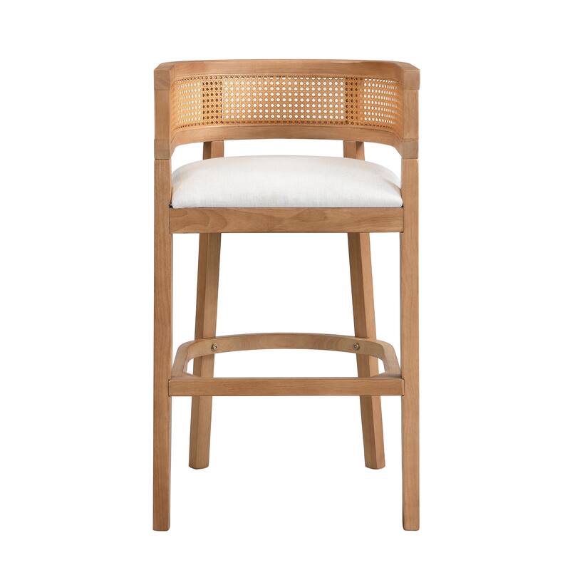 Christopher Knight Home-Glovers Wood And Rattan Upholstered Bar Stools Set of 2