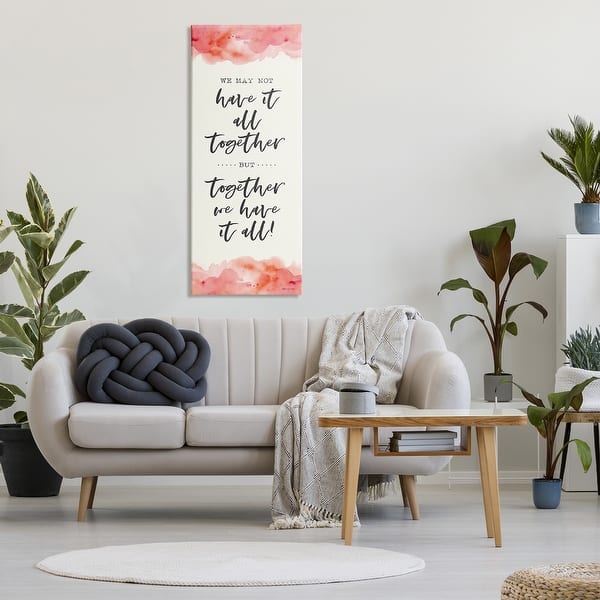 13 x 30 Multi-Color The Stupell Home Decor Together We Have It All Peach Coral Watercolor Typography Stretched Canvas Wall Art 13 x 30 Multi-Color The Stupell Home Decor Together We Have It All Peach Coral Watercolor Typography Stretched Canvas Wall Art