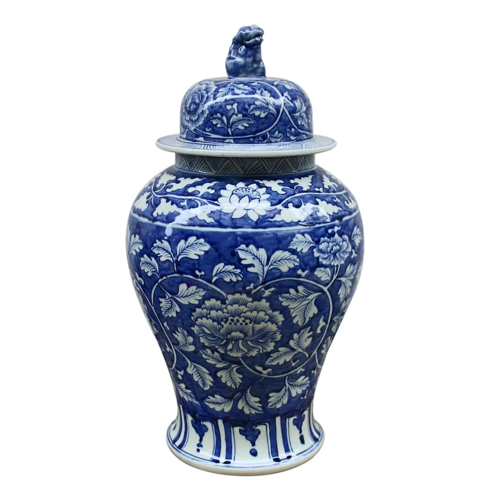 Peony Lion Lid Templar Decorative Jar