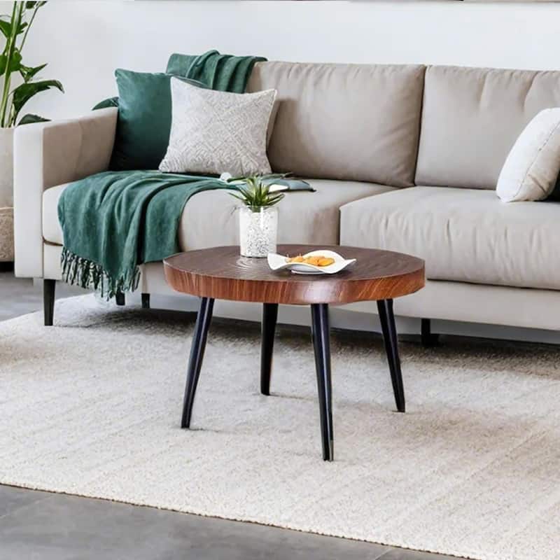 Modern Round Coffee Table - Annular Texture