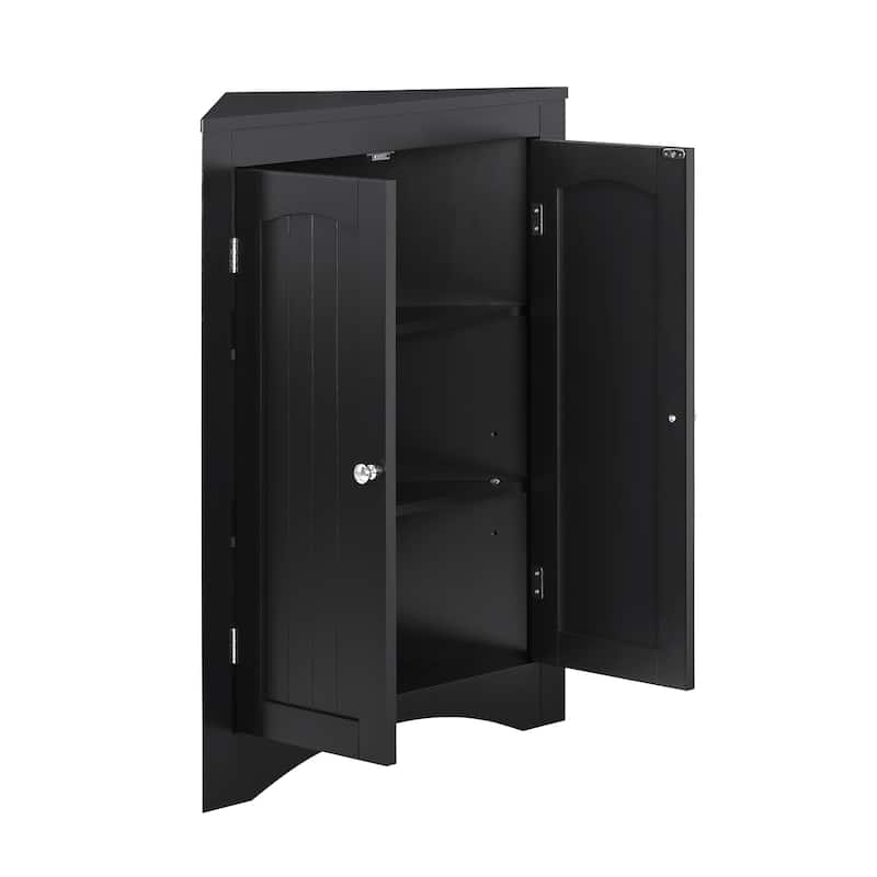 Sideboard Cabinet, Corner cabinet, Bathroom Floor Corner Cabinet with Doors and Shelves, Kitchen, Free Standing Storage Cabinet