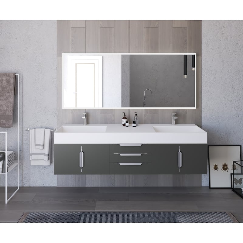 Amazon 72" Wall Mounted Bathroom Vanity Set w/ White Top