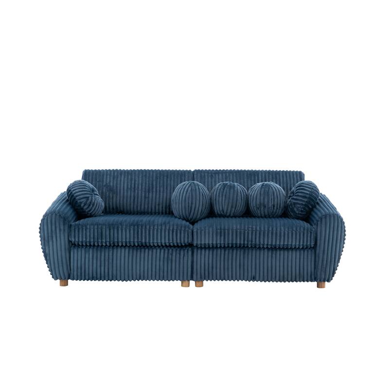 Oversized Corduroy Loveseat Couch Deep Seat Sofa with Solid Wood Frame