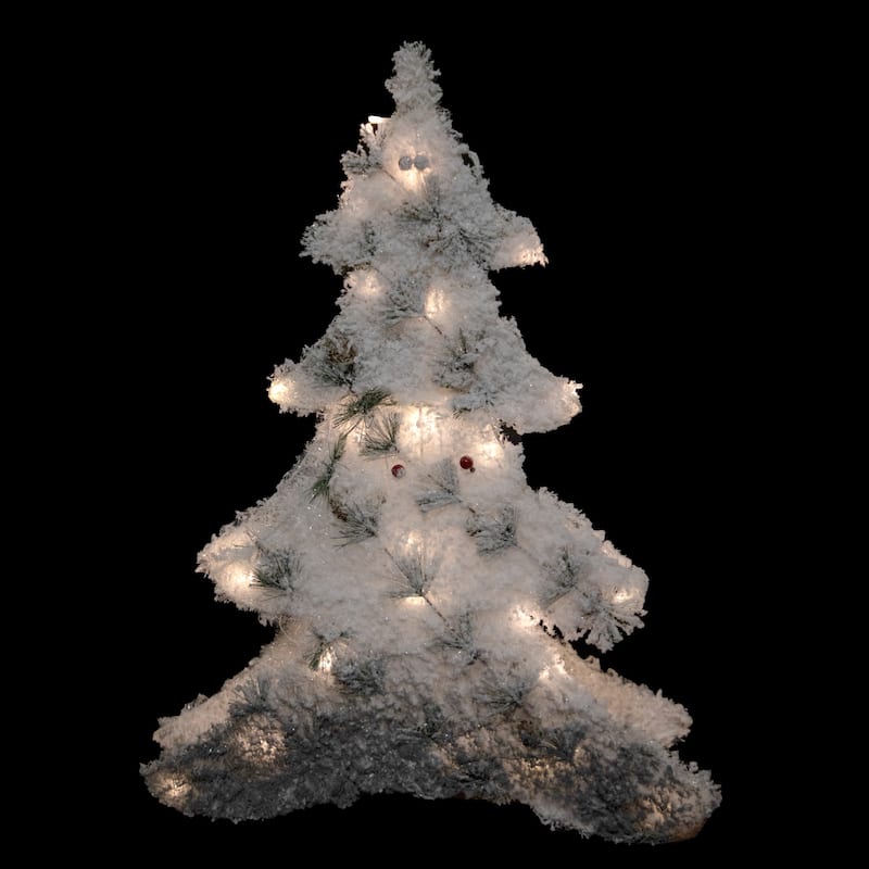 LED Lighted 2D Tinsel and Pine Christmas Tree Decoration - 27.5"