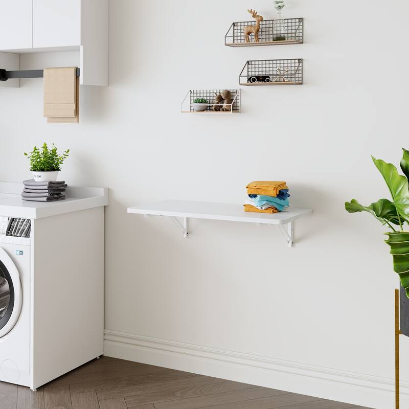 Laundry Room Folding Table Wall Mounted Folding Table for Small Spaces,Fold Down Desk,31.5*15.8*6.5 inches.