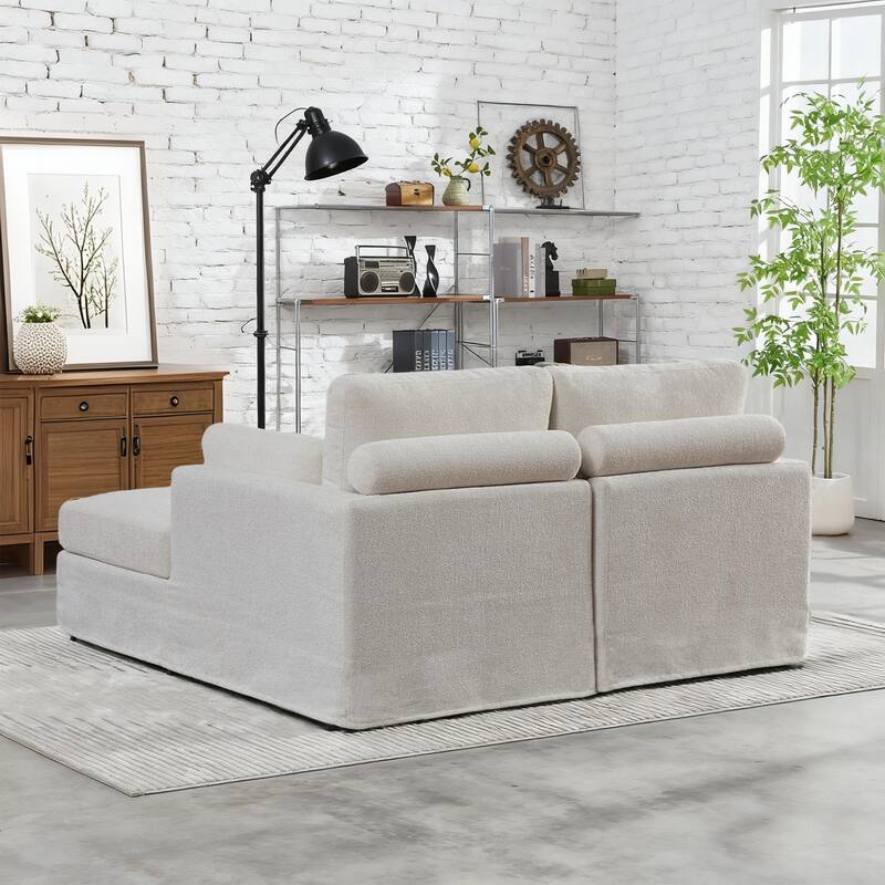 63.4"W Chenille Combination Sofa,Sofa Bed with Cushions & Metal Legs