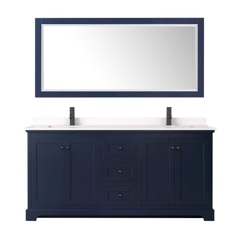 Avery 72-inch Double Vanity, Quartz Top, 70-inch Mirror
