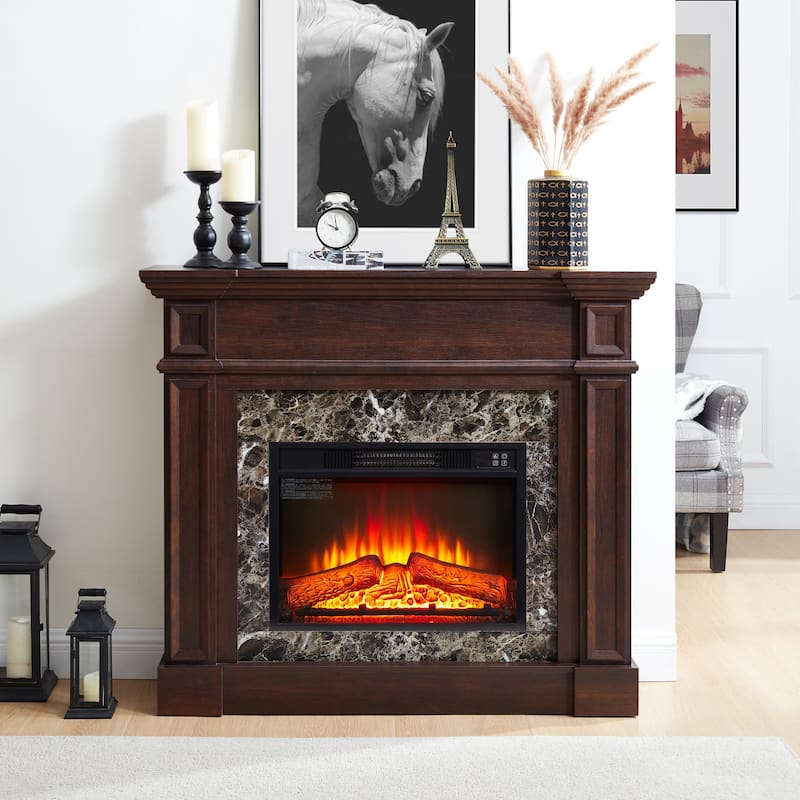 GDFStudio - Hearthstone Traditional Storage Electric Fireplace with Mantel and Realistic LED Flame