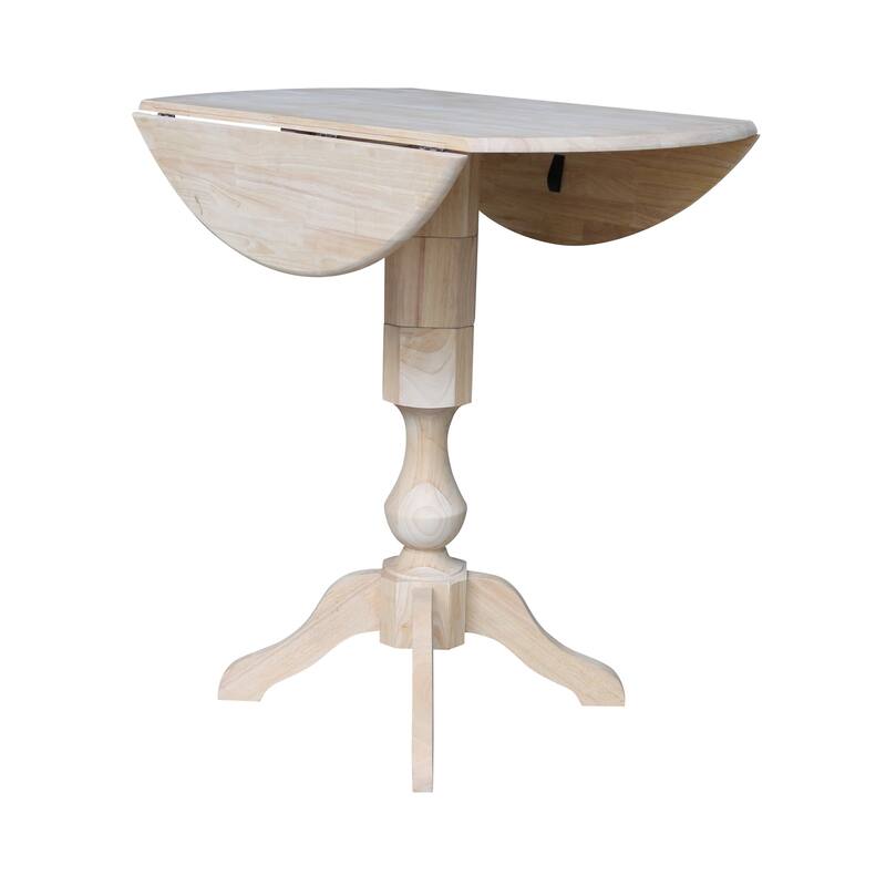 42" Round Top Dual Drop Leaf Pedestal Table - Unfinished - N/A