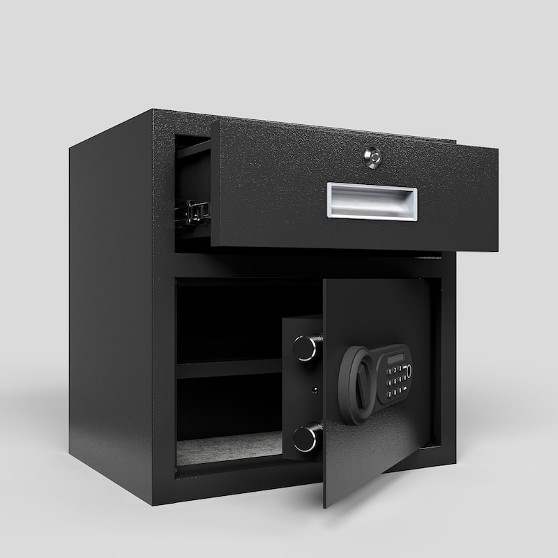 Roomfitters 1.69 Cubic Feet Steel Security Safe Box with Electronic Keypad and Alarm, Anti-Theft, Black