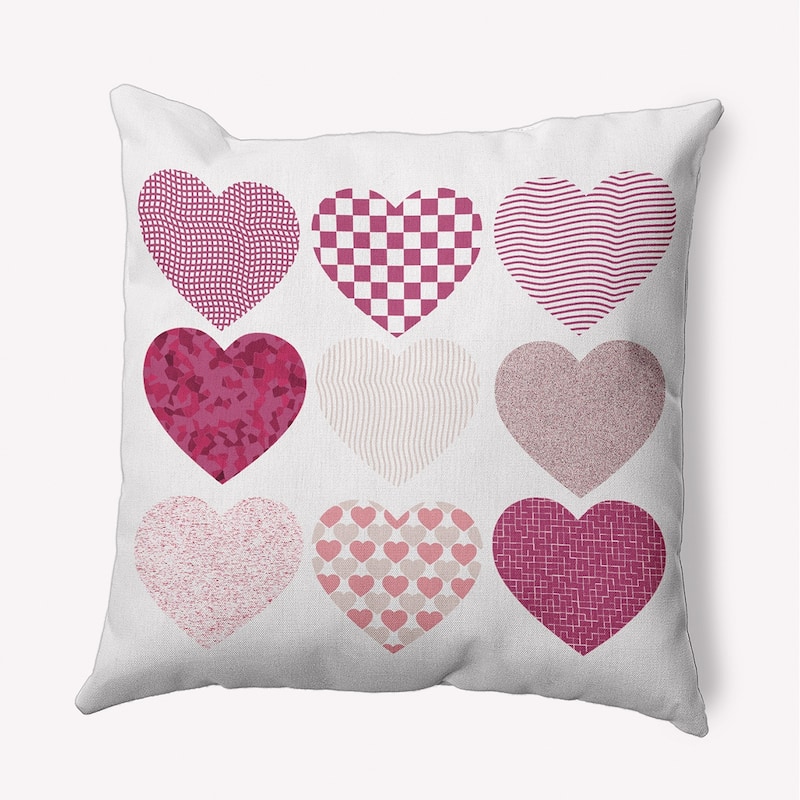 Patterned Hearts Valentines Day Decorative Throw Pillow - 20" x 20" - Pink