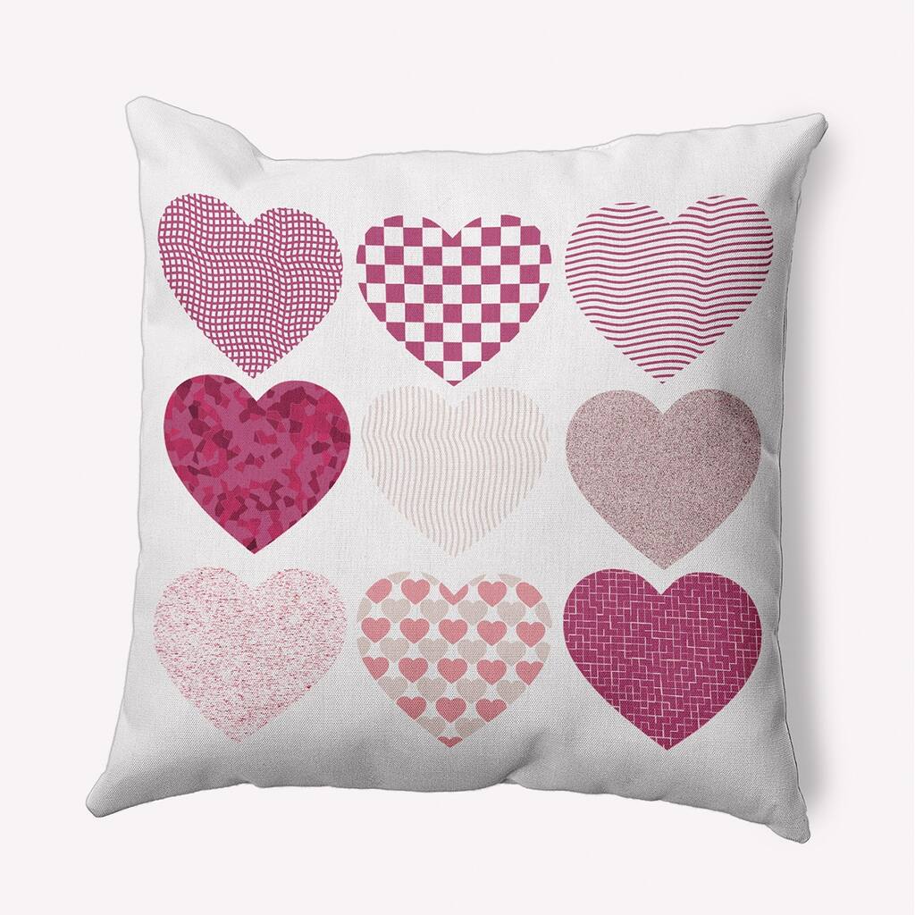 Patterned Hearts Valentines Day Decorative Throw Pillow