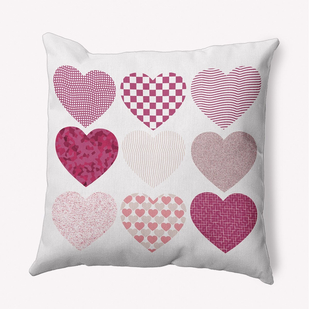 Patterned Hearts Valentines Day Decorative Throw Pillow