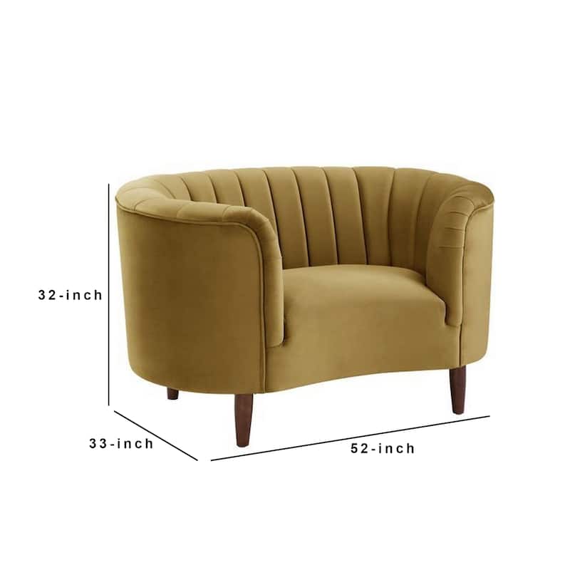 Chair with Vertical Channel Tufting and Curved Design, Yellow