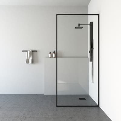 VIGO Meridian 34" W x 74" H Framed Fixed Shower Screen in Matte Black