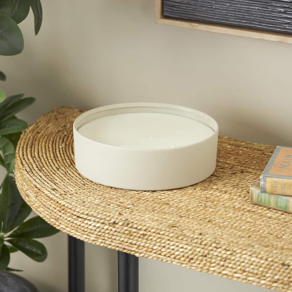 Cream, Black or Beige Metal Scented Textured 59oz 5 Wick Decorative Candle with White Wax