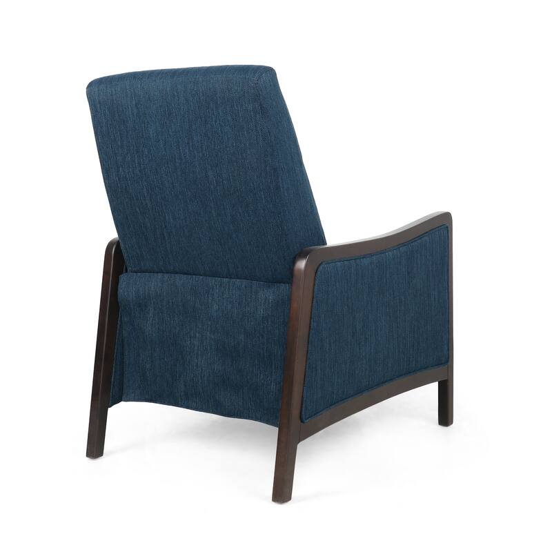 Fabric Recliner Chair, Mid-Century Modern Pushback Recliner Single Sofa Upholstered Armchair with Wooden Legs for Living Room