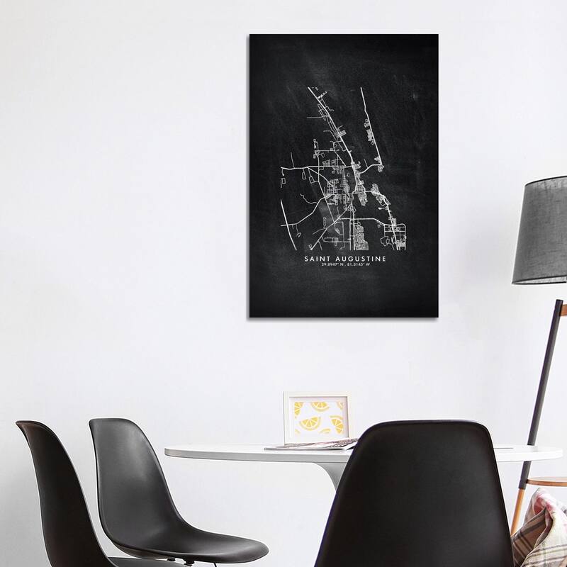 iCanvas "Saint Augustine City Map Chalkboard Style" by WallDecorAddict Canvas Print - 40x26x1.5