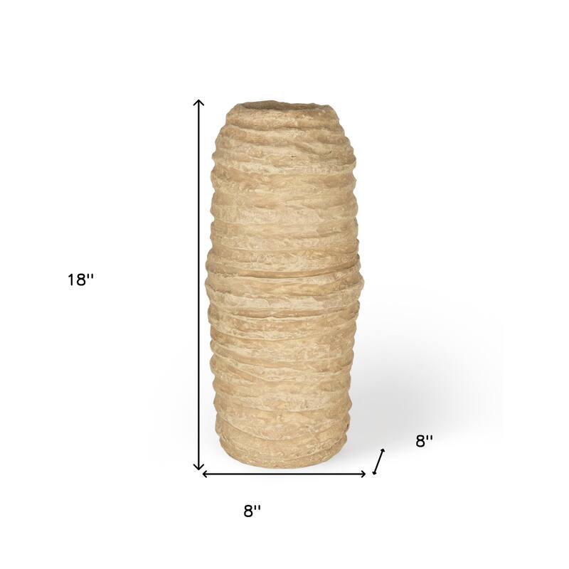 18" Beige Paper Mache Table Vase - 8.00