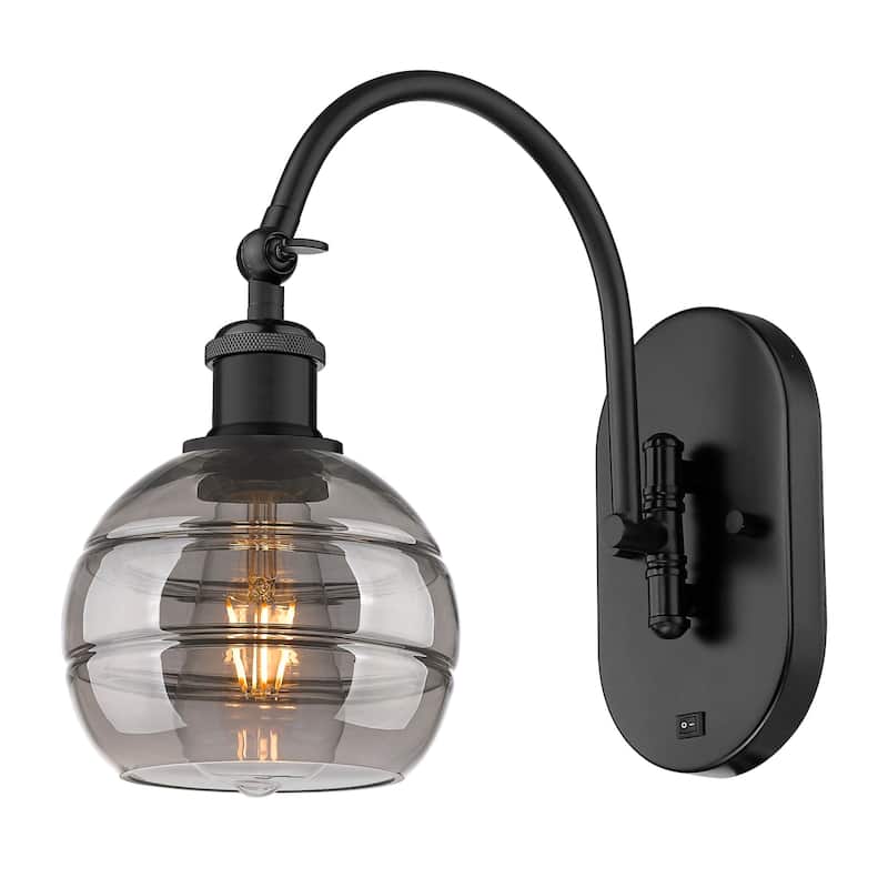 Innovations Lighting 518-1W-11-6 Rochester Sconce Rochester 11" Tall - Matte Black / Smoked