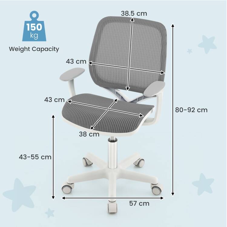 Swivel Mesh Children Computer Chair with Adjustable Height - 22.5" x 22.5" x 31.5"