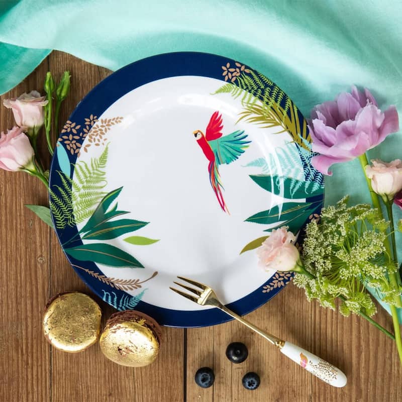 Portmeirion Set of 4 Sara Miller London Parrot Melamine Plates