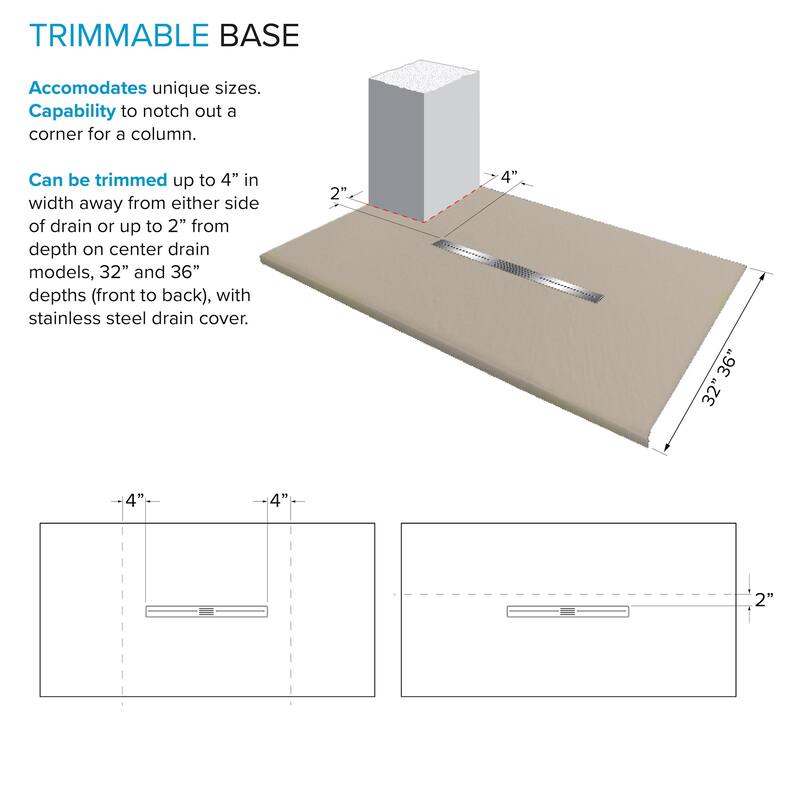 Transolid FZSP7248C 70-7/8" x 47-1/2" Rectangular Shower Base with
