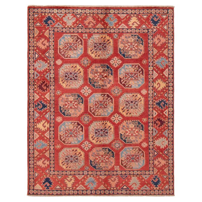 ECARPETGALLERY Hand-knotted Uzbek Ghazni Red Wool Rug - 4'10 x 6'5 - Red - 4'10 x 6'5
