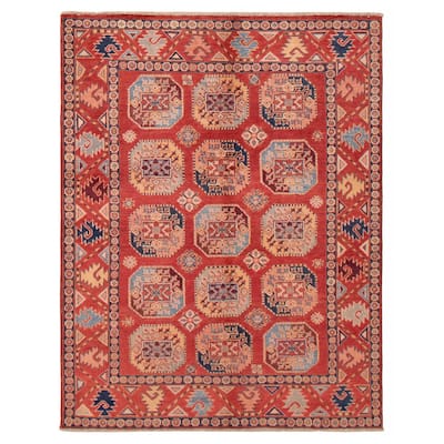 ECARPETGALLERY Hand-knotted Uzbek Ghazni Red Wool Rug - 4'10 x 6'5