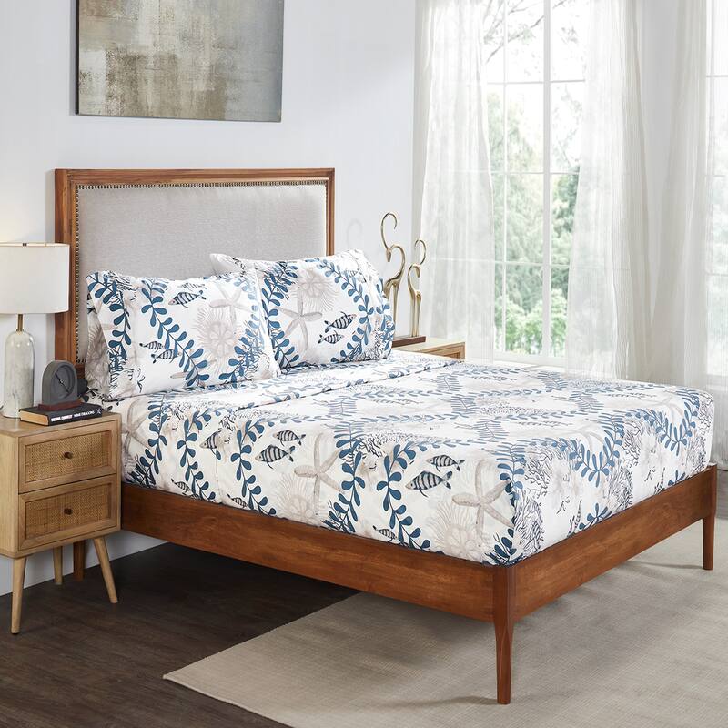 Better Trends Caspian Collection 4-Piece Microfiber Floral Bedsheet Set - Soft, Durable & Machine Washable