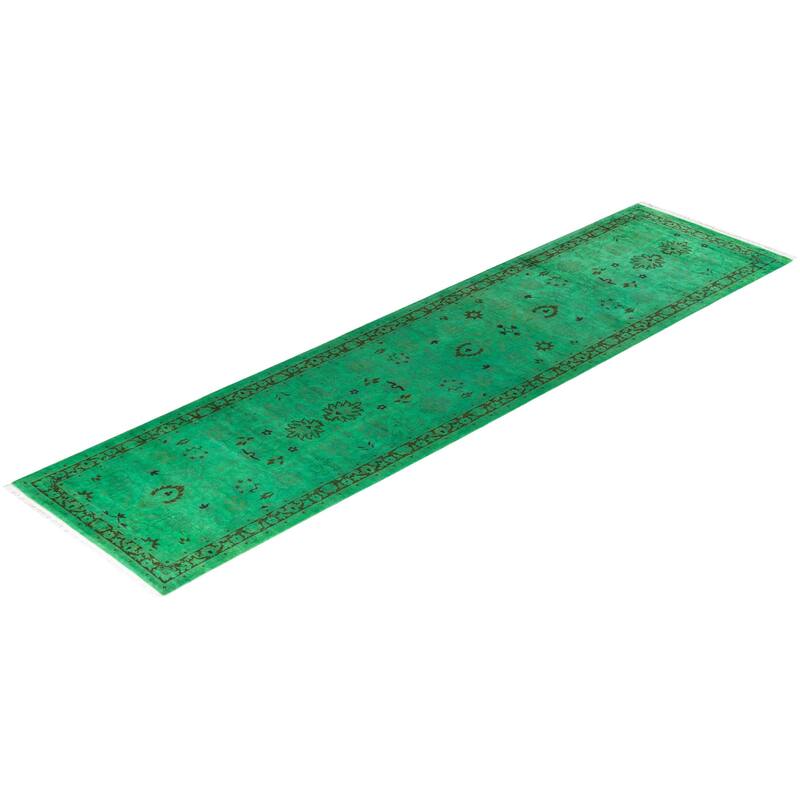 Contemporary Overdyed Wool Hand Knotted Runner - 2' 6" x 10' 2"