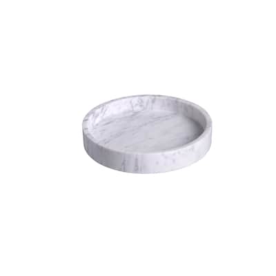 Med. Marble Round 9" Tray LP - WHITE
