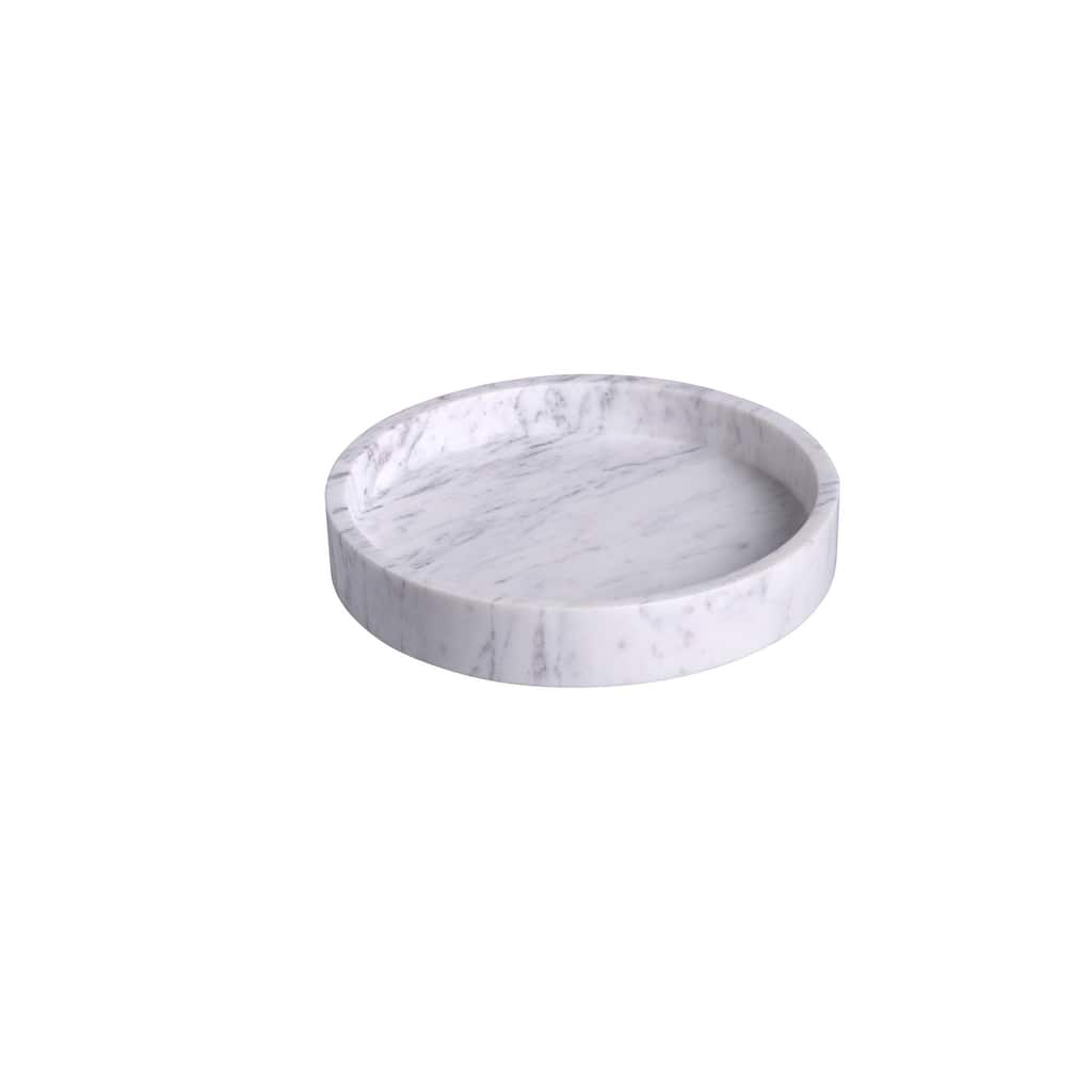 Med. Marble Round 9" Tray LP - WHITE