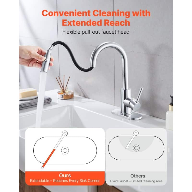 Silver Single-Handle Kitchen Faucet with Pull-Down Sprayer and Dual Mode - 7.48 x 1.89 x 14.17 inch