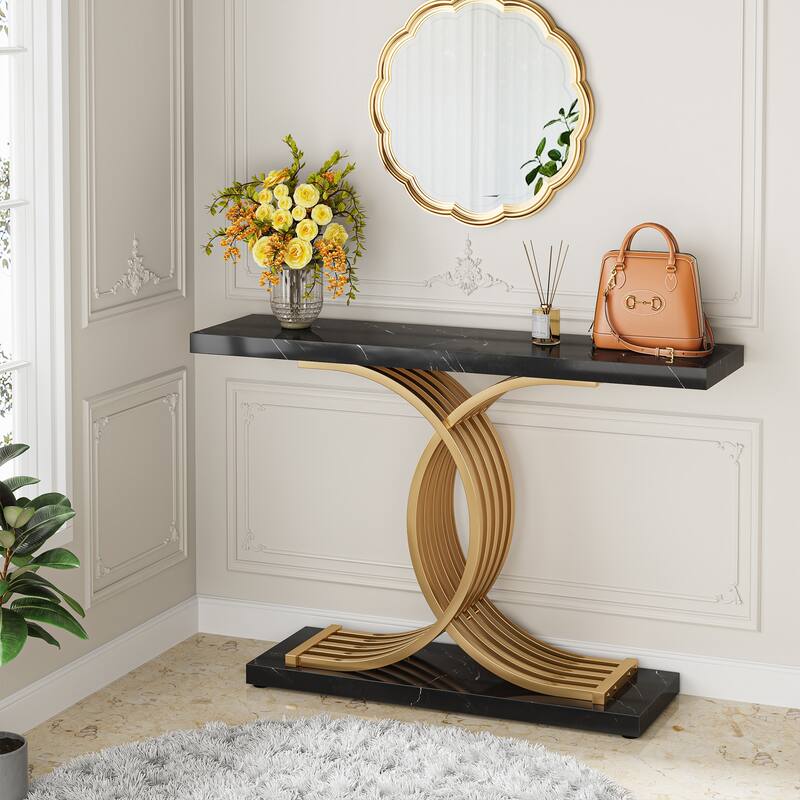 40" Modern Console Table, Faux Marble Entryway Hallway Table for Foyer
