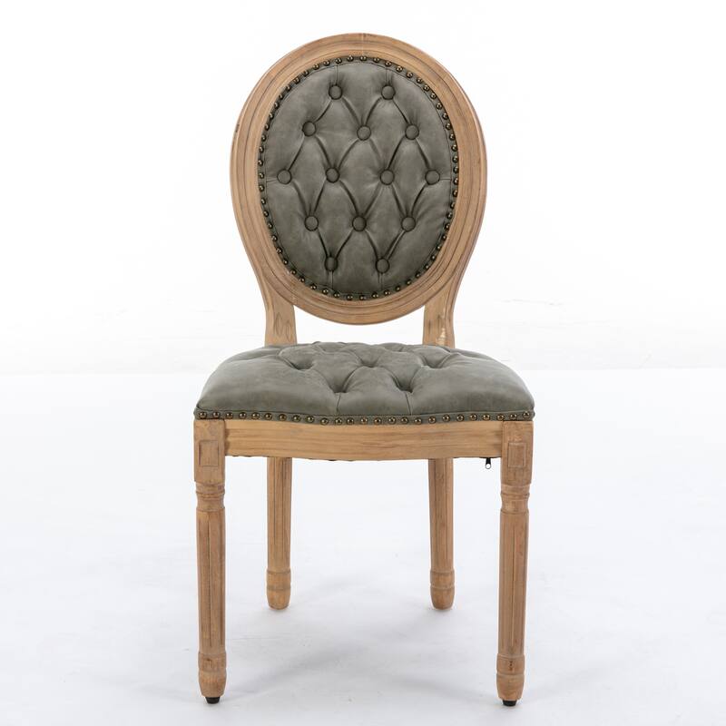 Mid-century Modern Dining Chairs Set of 4, PU Leather High-end Tufted Dining Room Chair with Nailhead Trim Solid Wood Legs