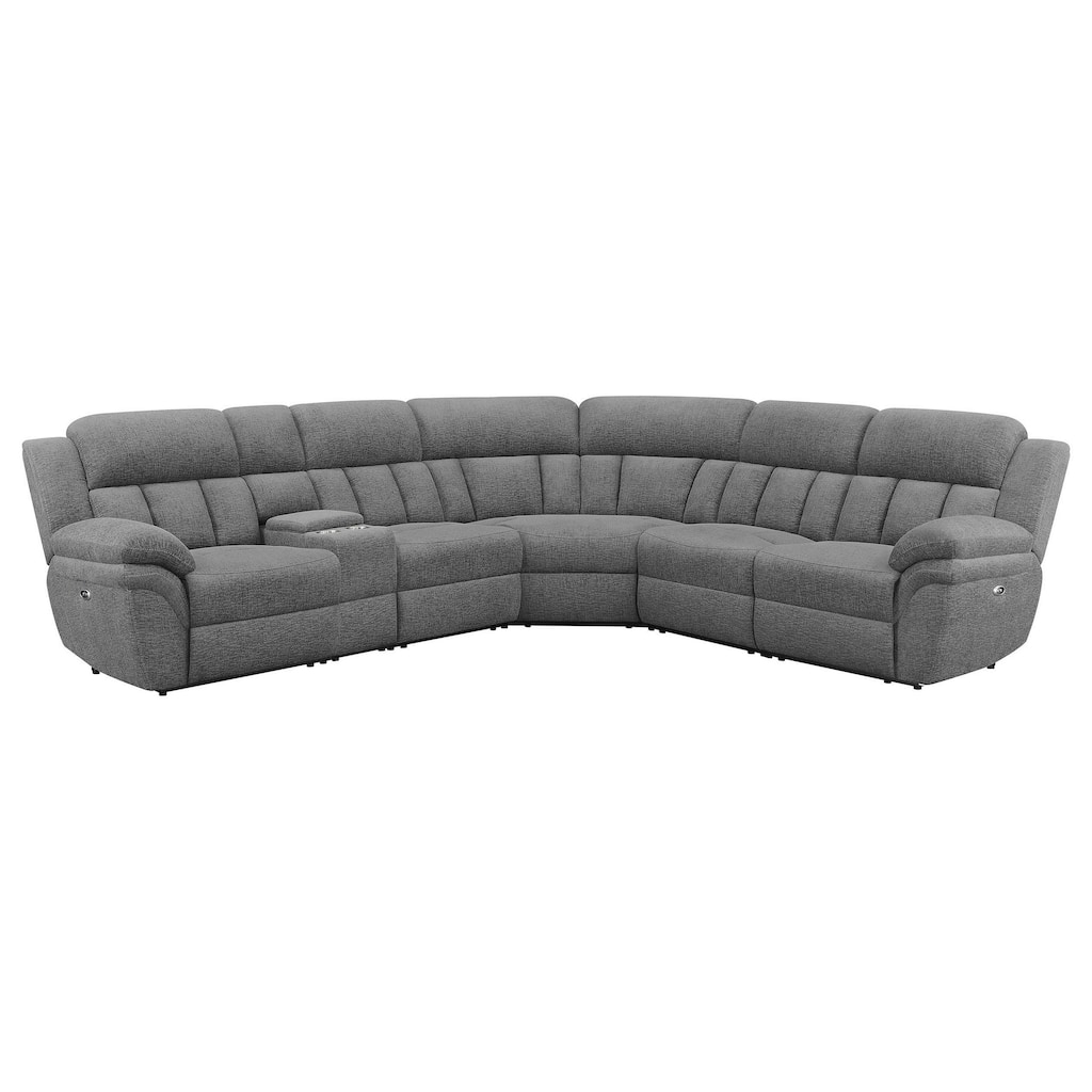 Diko 6pc Modular Sectional Sofa, Dark Gray Chenille, Power Reclining