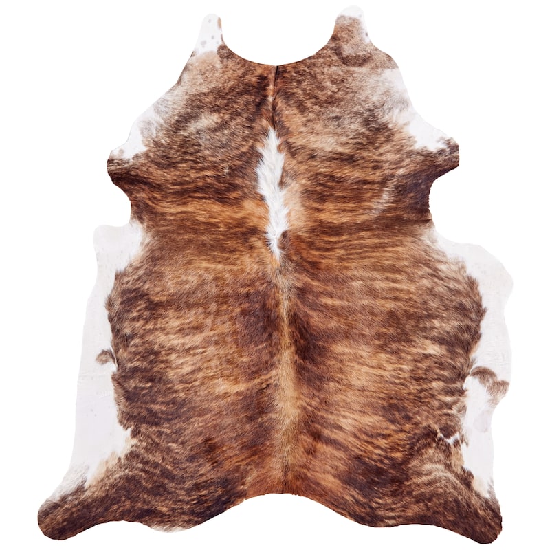 Oakdale Premium On-Hair Cowhide, Brindle Dark Brown, Small - Small - Chestnut Brown/Amber Brown/White